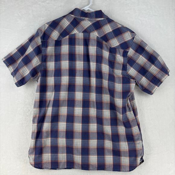 Levis Short Sleeve Pearl Snap Shirt XL Blue Plaid Western Cowboy - Picture 9 of 10